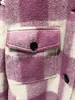 Misto lana da donna Cappotto di lana di media lunghezza da donna Cappotto invernale monopetto da donna a maniche lunghe scozzese Top con doppie tasche 221117