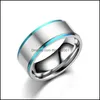 Band Rings Rainbow Edge Stainless Steel Band Ringsfinger Frosted Rings For Women Men Couple Fashion Jewelry Drop Delivery Ring Dhttg