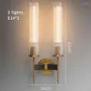 Wall Lamp Antique Brass Glass Cylinder Shade Home Indoor Decorative Lights In Bedroom Bedside Mounted Sconce Interior