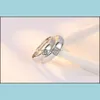 Cluster Rings Square Heart Diamond Cluster Rings Sier ￖppna justerbart par engagemang Vigselring f￶r Wome Men Fashion Jewelry Dr Dhfxo