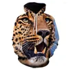 Men's Hoodies Animals Leopard Tiger Lion Harajuku Loose Sweatpants Male Casual Style Fashion Hoodie Men Tops Hip Hop Sweatshirts 3D Print