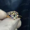 Yanhui har 18K RGP Pure Solid Yellow Gold Ring Luxury Round Solitaire 8mm 2 0CT Lab Diamond Wedding Rings for Women ZSR169226P1006920