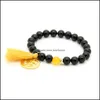 Bracelets De Charme Nouveau Design Saint Valentin En Gros 8Mm Noir Onyx Pierre Perles Gland Stretch Yoga Big Om Couple Bracelet Drop Delivery J Dhgtq