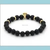 Perlen Ankunft Stein Schmuck Großhandel 8mm echte matte Onyx Perlen mit Krone Armbänder Party Geschenk Drop Lieferung Dhjyk