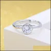 Solitaire Ring Diamond Crown Rings Open Justerbar Sier Women Brud Engagement Wedding Bands Fashion Jewelry Drop Delivery Ring DHG0Q