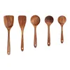 5PCS Holzlöffel für wiederverwendbare Holzküchenutensilien-Set Holzwender Spatel Reislöffel Große Suppenschaufel für Kochutensilien283m3507463