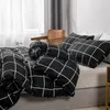 Sängkläder set Black Plaid Home Sets Twin Queen Size Däcke Cover and Pillow Cases Nordic Style quilt för sovrum dubbelsäng 221116