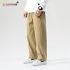 Calça masculina casual solta perna larga larga retro streetwear skateboard calças neutras moda cor sólida cor 221117