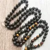 Chaînes 108 Mala Perles Noué En Cuir Gland Collier Homme 8mm Pierre De Lave Oeil De Tigre Hématite Guérison Bijoux Pour Hommes Cadeau