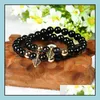 Bedelarmbanden heren energie mode sieraden micro verharde anker shied cz armband met 8 mm natuurlijke zwarte onyx stenen kralen armbanden f dhcfa