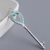 11 classique argent S925 clé en forme de coeur bleu émail pendentif collier bijoux authentique dames T cadeaux de vacances de haute qualité Q0531265385553