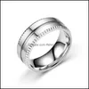 Ringas de banda Aço inoxidável criativo Casal Ring Band Rings brilho simples para homens homens Bandas de casamento Fine Moda Jóias Delive Dhut0