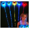 Andra evenemangsfestleveranser LED Flash Butterfly Fiber Braid Party Dance Lighted Up Glow Luminous Hair Extension Rave Halloween Deco Dhtld