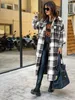 Femmes laine mélanges mode longue Plaid manteau automne chemise laine Streetwear femmes vêtements lâche femme veste décontractée 221117