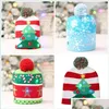 Juldekorationer Juldekorationer LED Party Hat Xmas Tree Snowman Snowflake Styles Sticking Beanie Fashion Glowing Caps AR Dhyjk