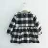 Robes de petite fille jupes à plaid à manches longues printemps