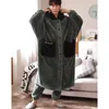 Mens Sleepwear Coral Fleece Nightgown Winter Plus Size Suit Thicken Warm Bathrobe Fashion Male Pajama Set Robes Sets 221118