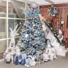 Decorazioni natalizie Valery Madelyn16pcs 8cm Palline Ornamento Albero blu Appeso Ciondolo in plastica per arredamento 221117
