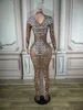 Casual Dresses Sparkly Silver Big Transparent Long Evening Birthday Celebrate Luxurious Costume Dancer Flashing 221117