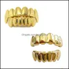 Body Arts 8 Teeth Hip Hop Grillz 14K Gold Top And Bottom Body Mouth Grills Set With Extra Molding Bars Drop Delivery Health Beauty T Dh6Xj