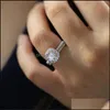 Solitaire Ring Crystal Diamond Ring Engagement Rings For Women Love Bridal Wedding Fashion Jewelry Gift Drop Delivery Dhohj