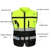 High-end aangepaste grote pocket reflecterend vest gebarmeerd geel en zwart verkeer commando fietsen slijtage Oxford Reflective Band