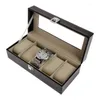 Boîtes à montres Boîte de rangement Coffret cadeau Présentoir à bijoux 5 grilles Luxe Faux cuir Protection souple Organisateur Montres Fin 13MD