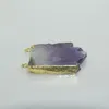 Pendentif Colliers Naturel Violet Cristal Quartz Rectangle Tranche Bijoux Brut Cluster Geode Druzy Pierre Connecteur Pour Femmes Fête