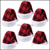 Christmas Decorations Christmas Gifts Adts Winter Hats Christmases Decorations Plaid Lady Man Keep Warm Hat Red White Squares 4 8Sh Dhjag