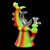 Smoking Accessories Grade Silicone Water Pipe Moon Shape Colorful with Glass Bowl Shisha Hookah Bong