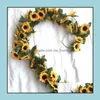 Fiori decorativi Ghirlande Fiore artificiale Vite Simation Girasole Rattan per matrimonio Home Decorazioni per feste Fai da te Arco Sfondo Fiori Dhjtm