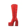 Boots Feminino Autumn e Inverno Novo Moda Europeia e Americana Gorja de Caso Alto do joelho Lado do joelho Botas do lado da cabe￧a quadrada 220913