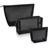 3 PCS Set transparente Cajas de almacenamiento de cajas de almacenamiento de cajas de almacenamiento Bolsas de lavado de tocador casual con cremallera.