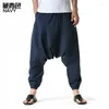 Pantalon homme Hippie Harem mode Baggy coton lin Boho bas entrejambe pantalon mâle ample décontracté Yoga Jogging Streetwear