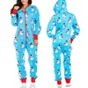 Christmas Jumpsuit Pajamas Women Warm Long Sleeve Sleepwear Xmas Print Cute Zipper Up Hooded Nightwear Home Wear Suits CPA4468 C1118