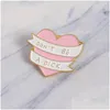 Pins Brooches Fashion Pink Heart Brooches Funny Enamel Brooch Pins Love Jewelry Fit Backpack Coat Sweater Hat Jackets Accessories F Dh1Qv
