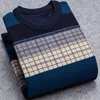 Erkek Sweaters Sweater Kış İnce Polar O-boyun termal giysiler örme şerit ince fit kazak çekme homme 221117