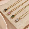 Colares de pingentes Colar de zircão de diamante da moda para mulheres jóias de jóias Birthstone de alta qualidade cor -aço inoxidável de ouro 18k 18K Aço inoxidável