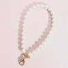 1PC Cell Phone Straps Charms White Pearl Beaded Cord Link Chain Mobile Strap Lanyard Hanging String Rope Wristband