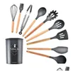 Приготовленная посуда 9/11/12PCS SILE COUSTERSIONS SET STICK SPATA SHOVEL Деревянная ручка с склад