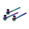 pipes smoke accessory Electroplating rainbow color skull head hand pipe wholesale screw removable assembled cross-border metal pipe clean