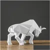 العناصر الجديدة راتنج BL تمثال Bison/OX Scpture التمييز التمييز المنزل الزخرفة الحديثة/التماثيل الديكور الشمال T200331 Dro DHSMI