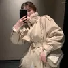 Frauen Pelz Winter Lamm Graben Baumwolle Mantel Frauen Lange Zweireiher Parkas Gepolsterte Jacken Dicke Warme Lose Mode Streetwear mantel