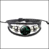 Charm Armband 12 Horoskop Constell Armband Sträng Justerbar Galaxy Snap -knapp Wrap Armband Charm Kvinnor Barn mode Jewe Dheu6