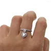 Wedding Rings Solitaire Ring For Women Engagement CZ Fashion Jewelry Silver Color Heart Charm Bling Femme Drop