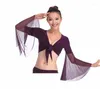 Stage Wear Sexy Women Chiffon Lake Blue Belly Dance Tops Dancing Costume Dress On Sale Practice T Shirt For