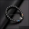 Charm Bracelets Crown Magnetic Hematite Bracelet Ancient Sier Black Beads Bracelets Women Mens Fashion Jewelry Drop Delivery Dhmec