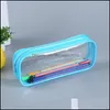 Blyertsväskor PVC Pen Bag Clear Pencil Case Cosmetic med dragkedja Stationery Bekväm studentväskor Drop Delivery Office School Busine Dhnkf