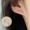 Pendientes de tuerca de oro puro de 14K y 9K para mujer y niña, Mini pendiente cuadrado con flor de circón, palo curvo, regalo bonito OL para mujer y niña, Jewe240G