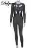 Women s Two Piece Pants Dulzura Bling Glitter Sequins Y2K Outfits 2 Set Lace Up Long Sleeve Halter Crop Top Jumpsuit Matching Suit